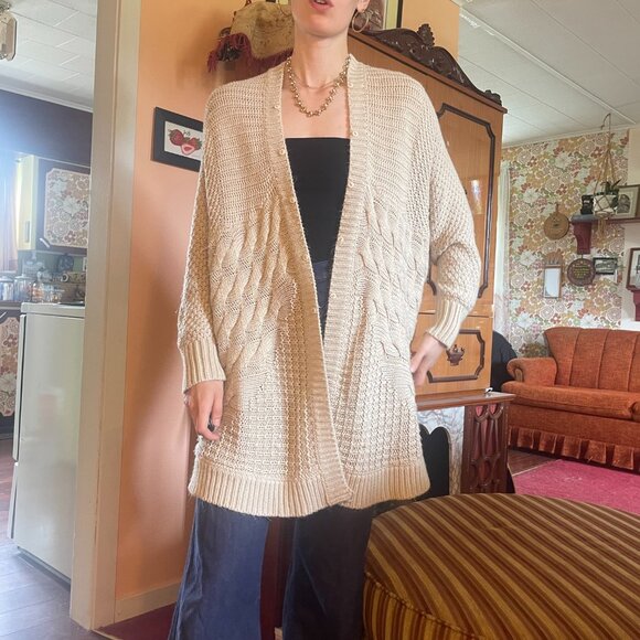 100% Acrylic tan brown button up knitted cardigan! - Picture 6 of 16